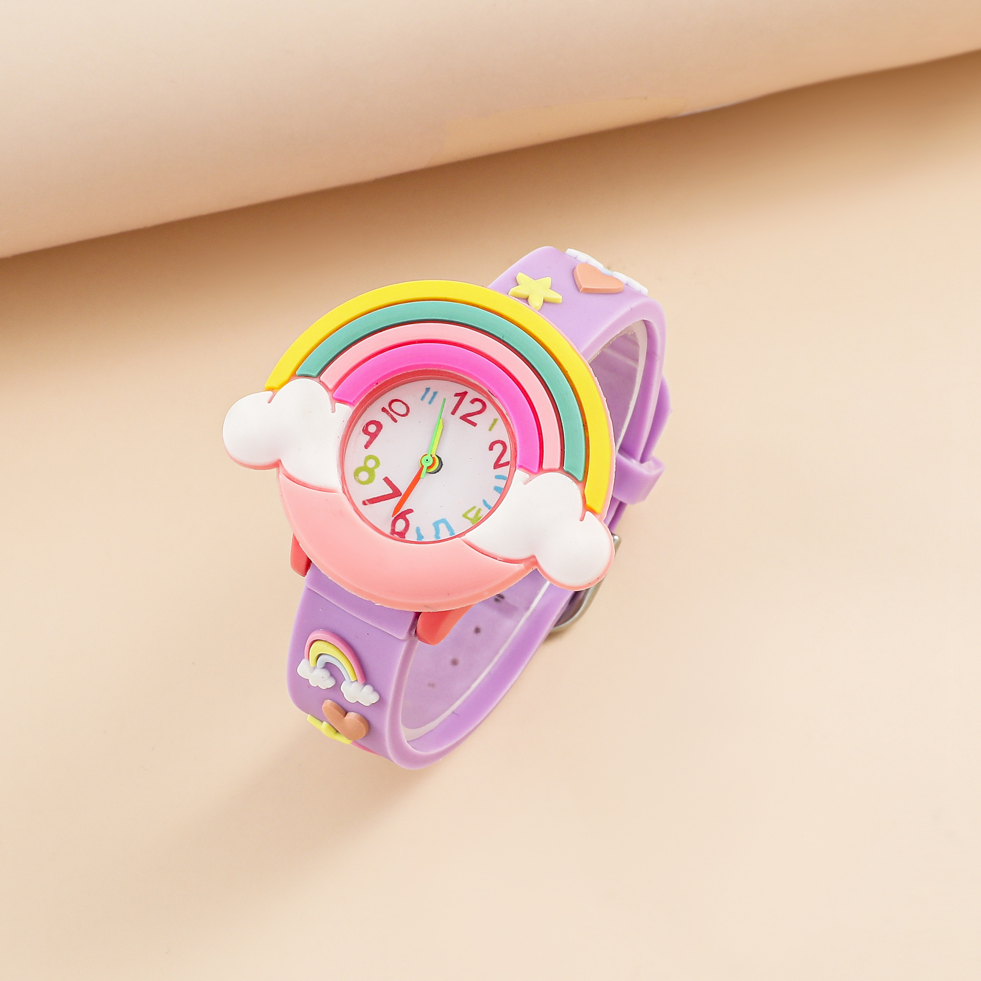 Children's new rainbow cartoon pattern silicone quartz watch boys and girls same style