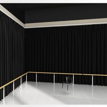 黑色家用窗帘全遮光卧室遮光帘遮阳直播间丝绒布舞蹈室背景布幕布