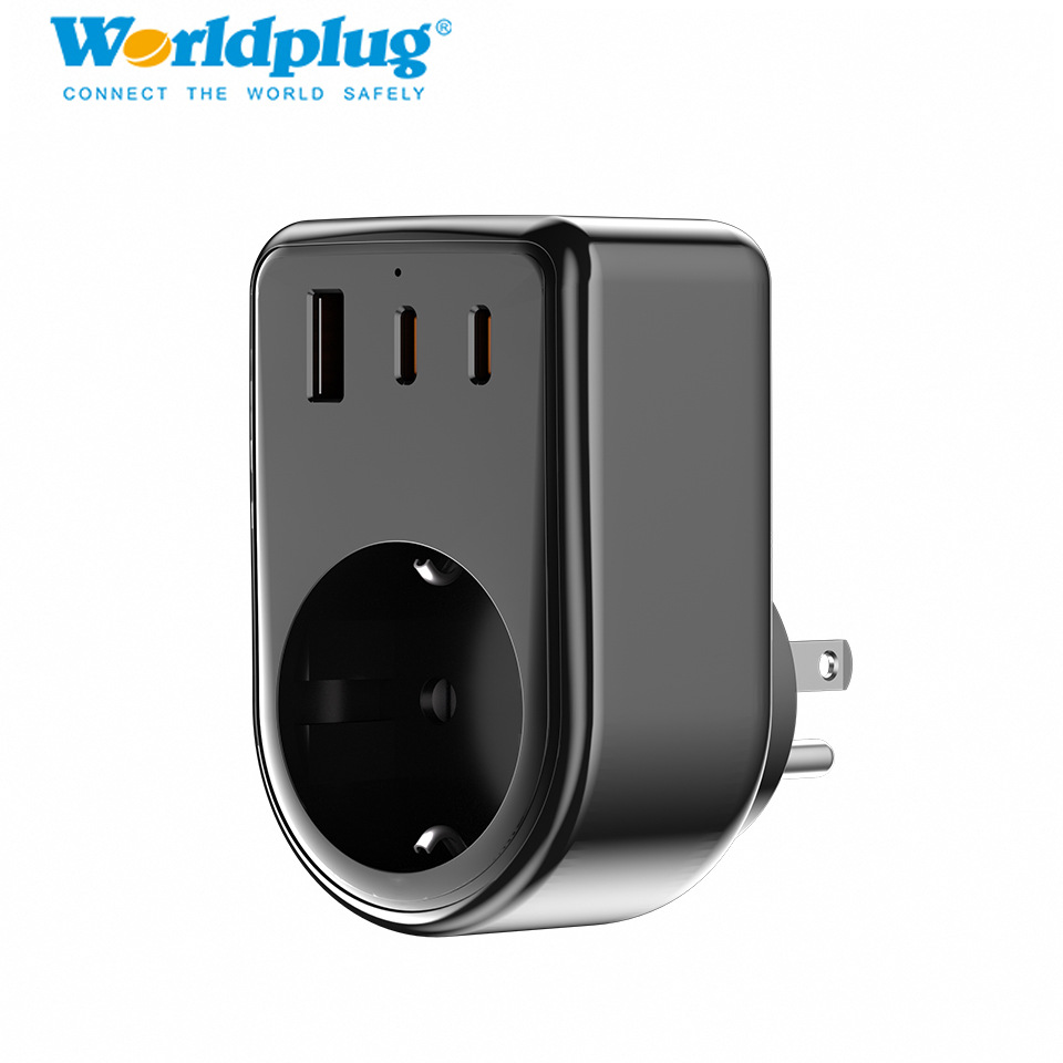 欧洲到美国旅行转换插座20W充电转接头旅行插头欧规转美规转换器