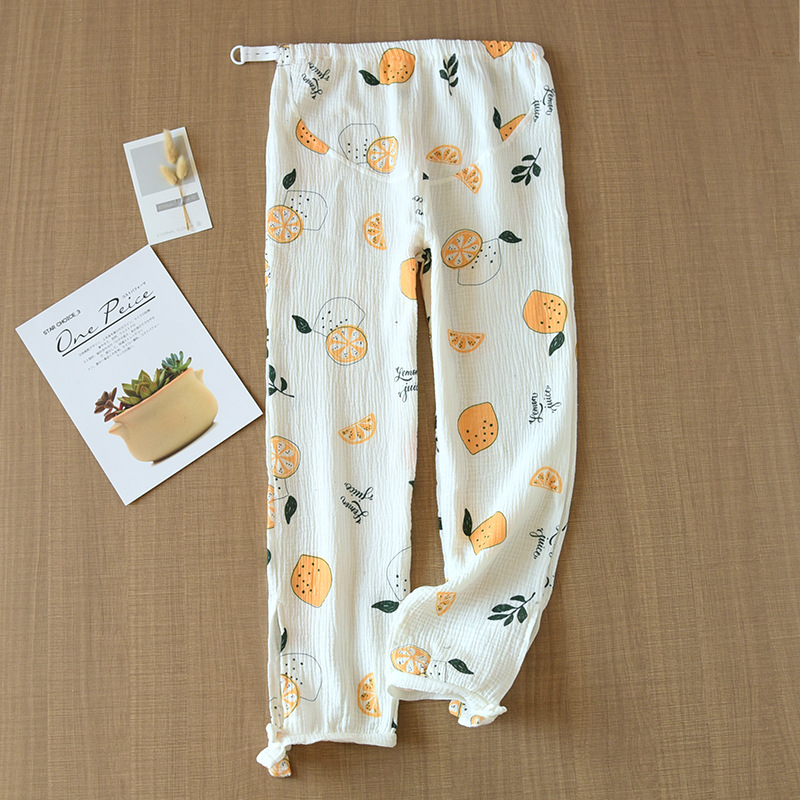 LHホワイトカートゥーンレモンクレープマタニティパンツ