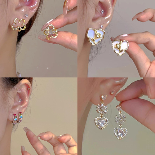 Korean version of the new S925 silver needle niche design butterfly earrings high-end non-pierced ear clip earrings wholesale for women