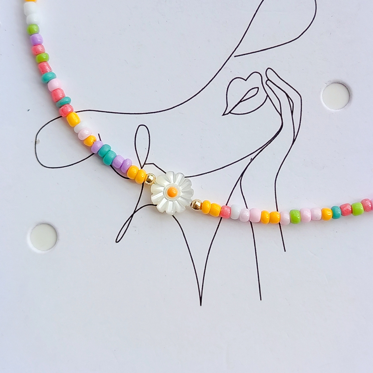 Daily Occasion Glass, Seed Bead, Copper Material Round Pattern Simple Style Round Glass Seed Bead Copper Beaded Women's Necklace