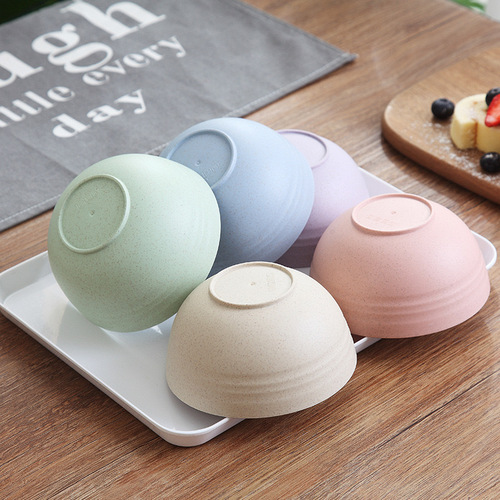 Wheat Straw Bowl Plastic Bowl Student Lunch Bowl Home Use Ramen Bowl Creative Noodle Bowl Set Soup Bowl Commercial