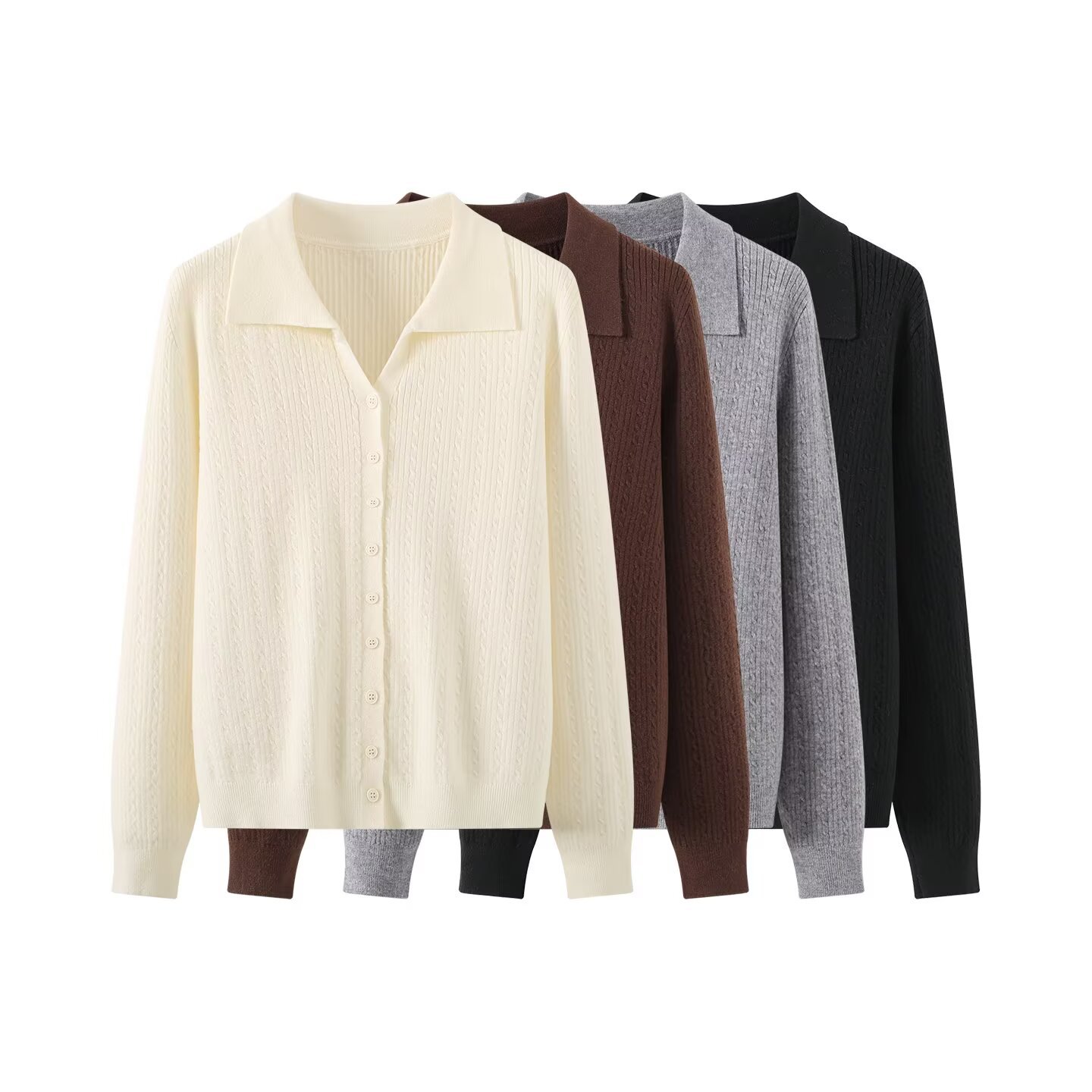 2026 Autumn/Winter New Arrival for Foreign Trade Women's Clothing: French Style, Fashionable, Simple, Versatile, Lapel Knit Top