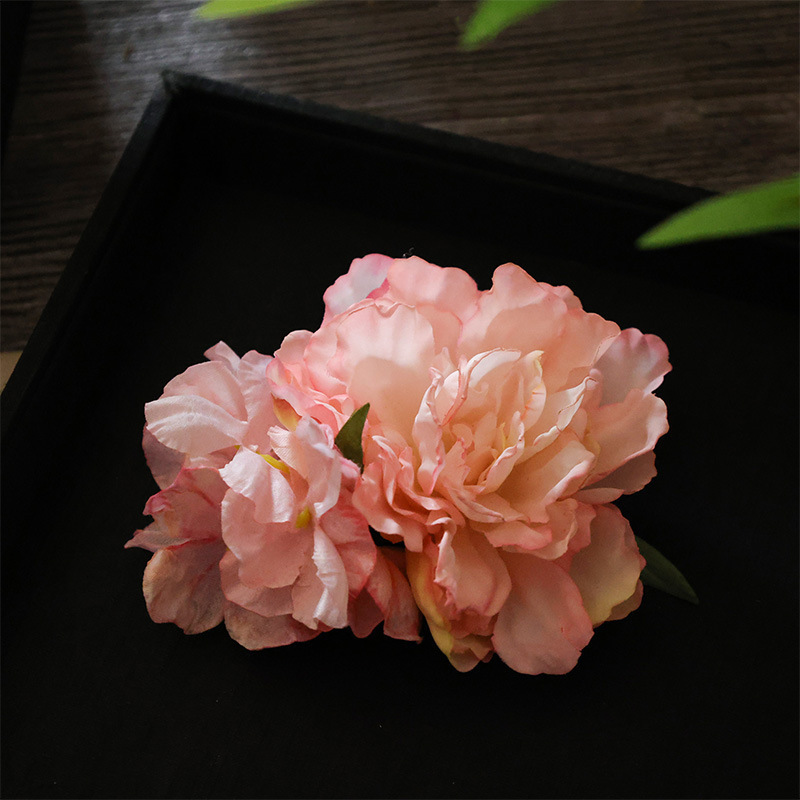 古代風のシルクフラワー牡丹の花のヘアピンサイドクリップ甘い花の頭飾り雰囲気漢服馬面スカートアクセサリーヘアアクセサリー|undefined