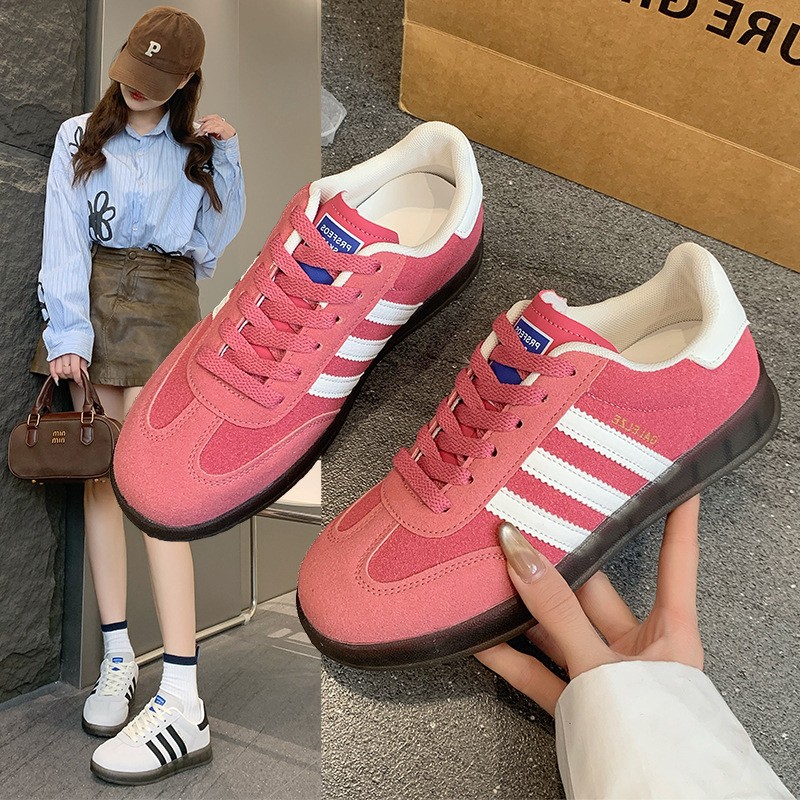 德训鞋女2025年夏季新款皮质平底小白鞋拼色复古百搭运动休闲板鞋|undefined