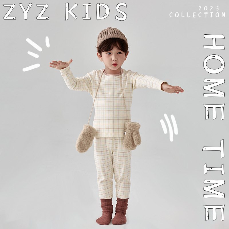 J038 wool rack children's home wear ZYZ designer type A thickened thermal underwear boys' pajamas suit