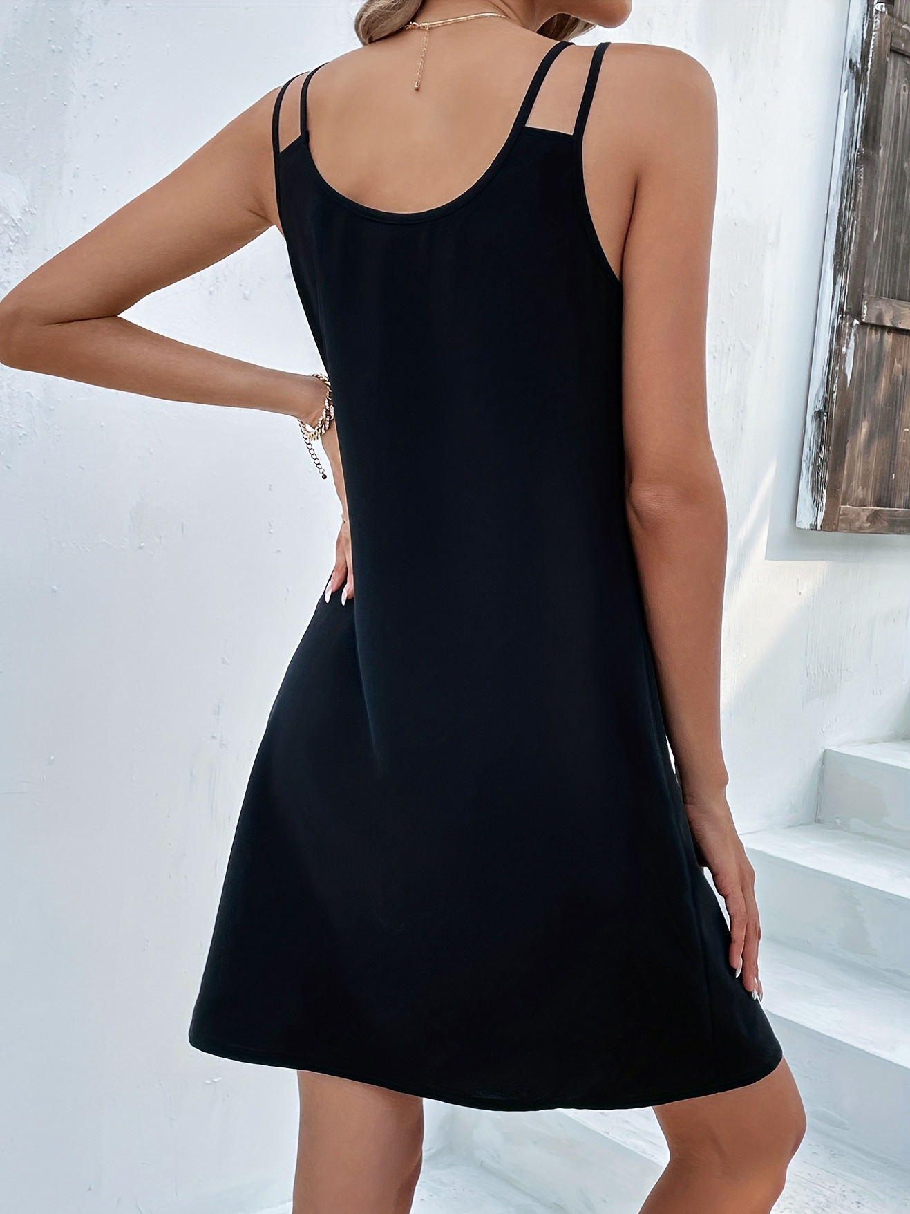 2024 Summer New Style Cross-Border Foreign Trade European And American Elegant Slim-Fit Sleeveless V-Neck Strap_ecoleips.com