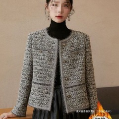 感粗花呢重工编织小香风外套2025新款女春秋加棉加厚短款上衣