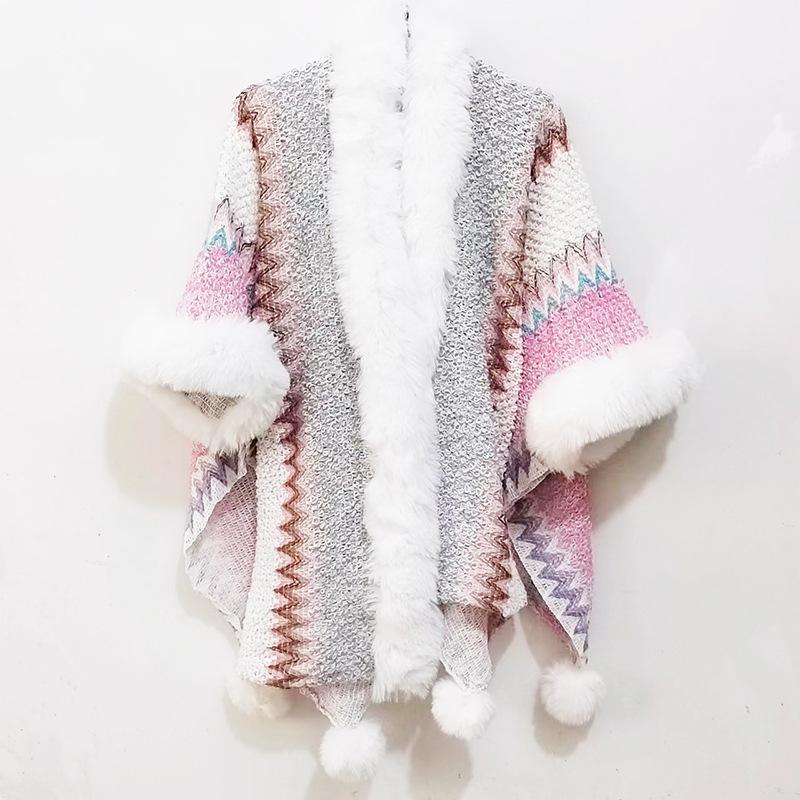 Fur collar style gray and white powder