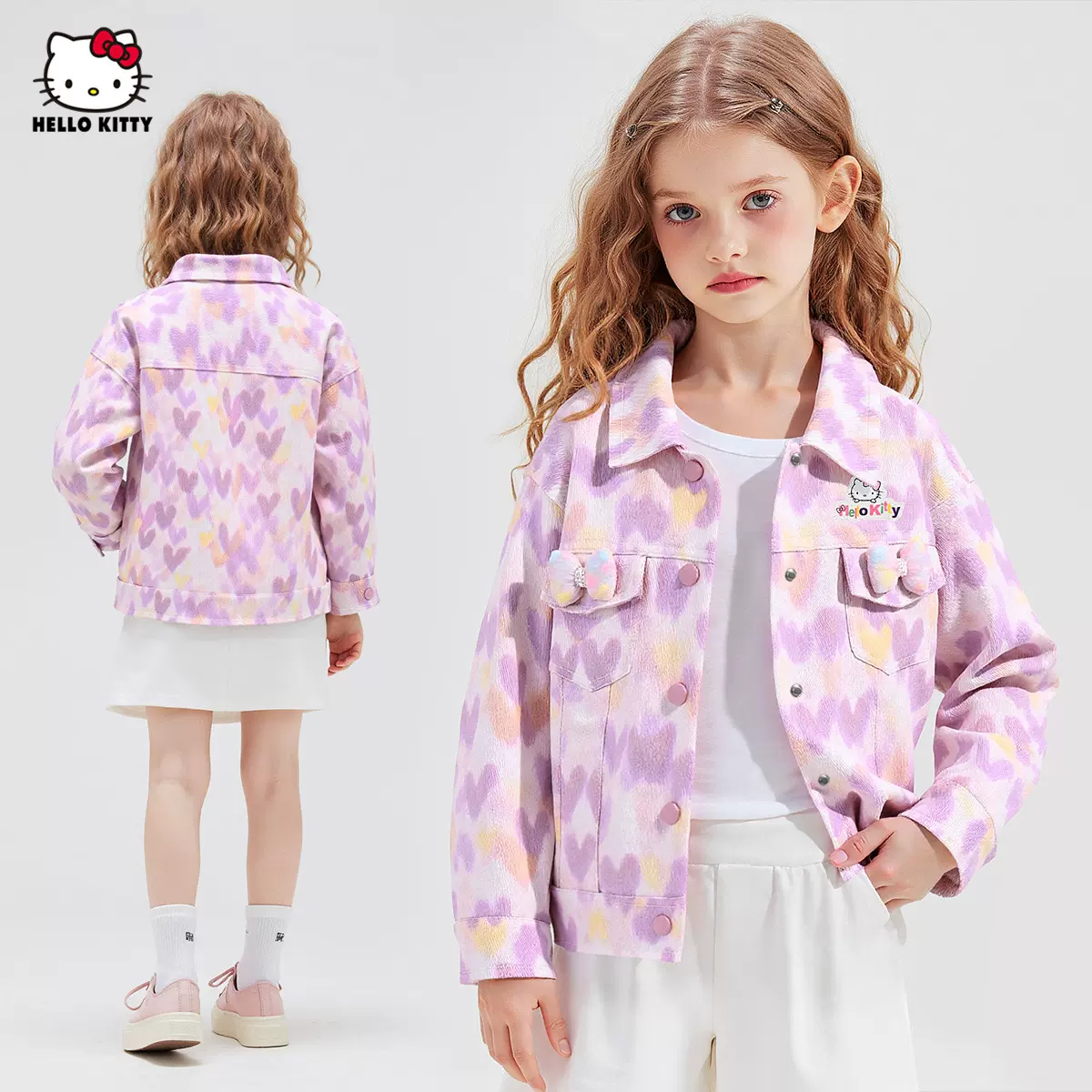 女童秋季牛仔外套2025新款中大童装凯蒂猫卡通宽松休闲外衣