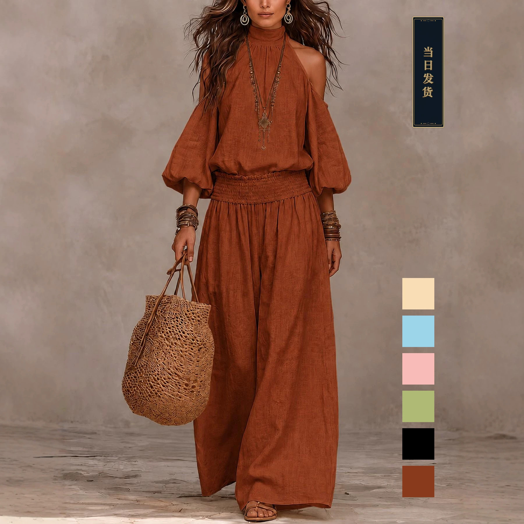 European And American Cross-border Women's Fashion Casual Round-neck...
