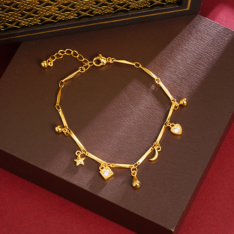 Nueva pulsera china de oro de arena vietnamita lujosa ligera, pulsera simple, joyas de mano de alta calidad para mujeres.