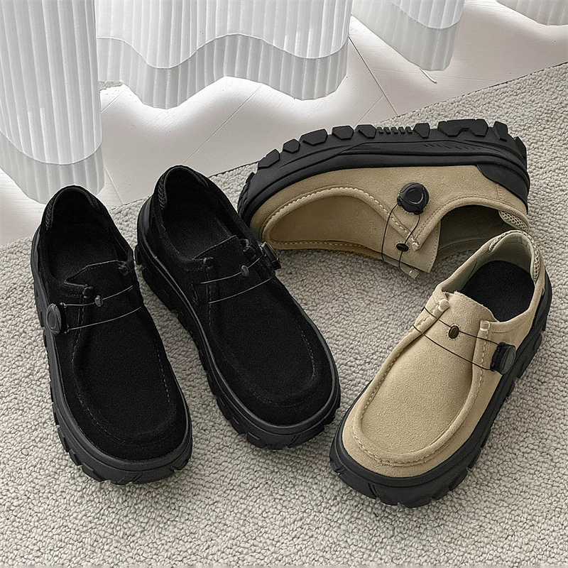 3652 мужская обувь на открытом воздухе Весенняя новая толстая подошва увеличена из натуральной кожи толстая подошва увеличена обувь модная повседневная обувь