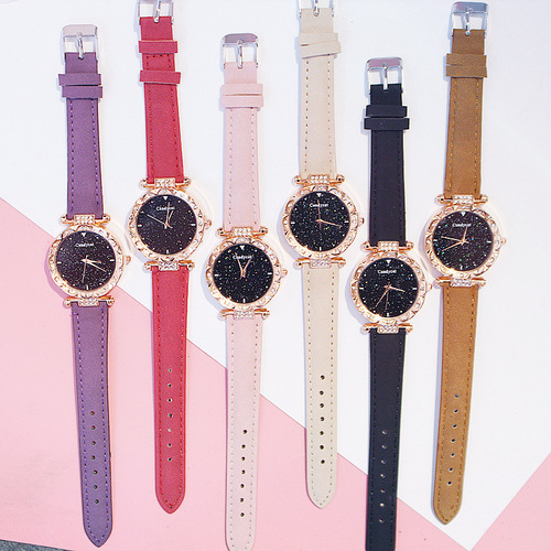 Internet celebrity starry sky watch women's fashion trend Korean version simple casual women's watch student two-piece gift watch