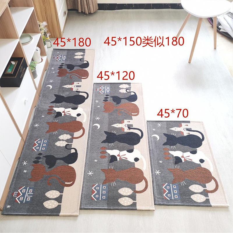 Alfombra de puerta de gato al por mayor alfombra de puerta de dibujos animados baño cocina absorbente antideslizante alfombra de piso tejido jacquard tejido alfombra de piso