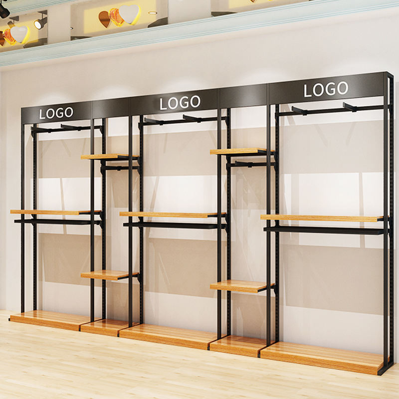 Estante de ropa para niños percha de piso en forma de Casa estante de exhibición simple tienda de ropa para niños estante de exhibición combinación montada en la pared