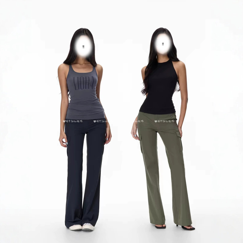Lightweight low-waist stretch slim-fit sun-protective flared work pants Lightweight low-waist stretch slim-fit sun-protective flared work pants