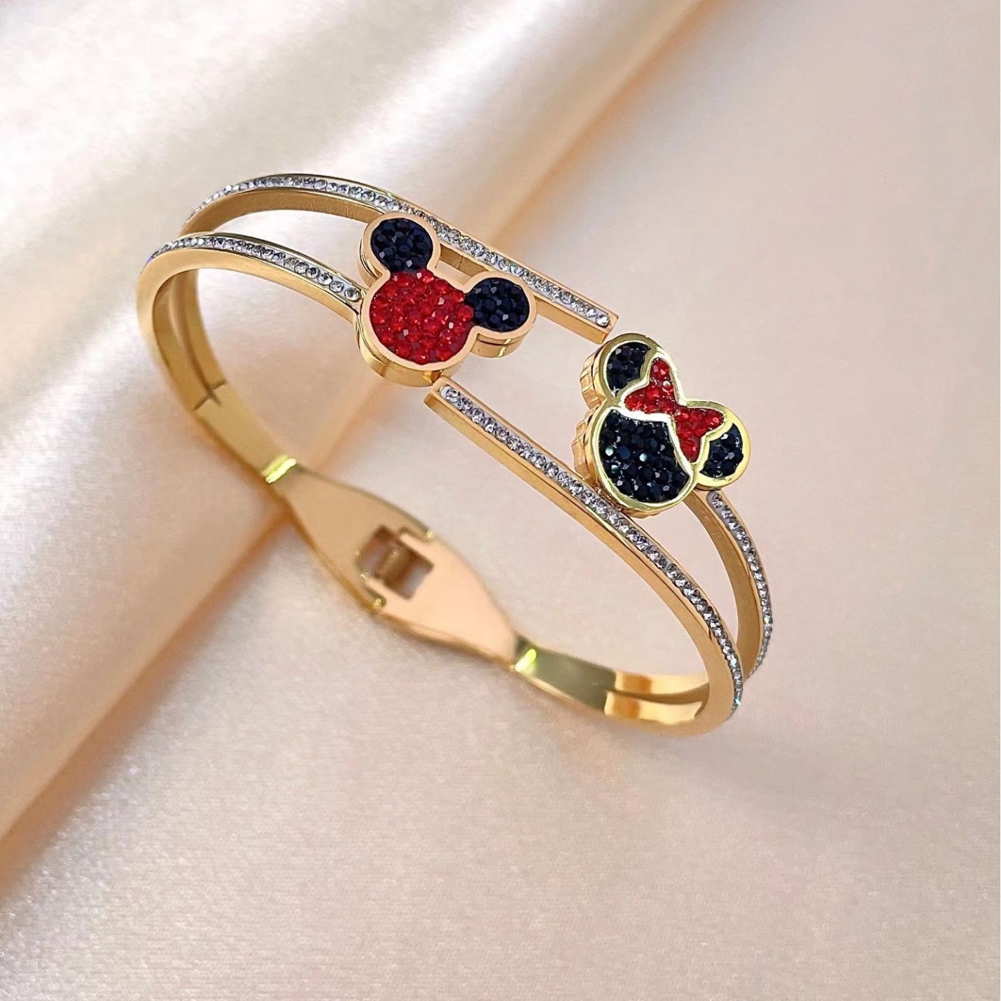 110 풀 다이아몬드 미키 팔찌 골드