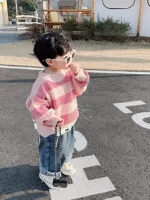 厚以 Fuchsia demi-season children's woolen sweater for boys, Korean style