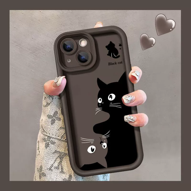 Передовой арт [Черно-белый кот] подходит для чехла iPhone 17 Pro Max, сотовый чехол 14 простой 13 креативный 15 мягкая оболочка