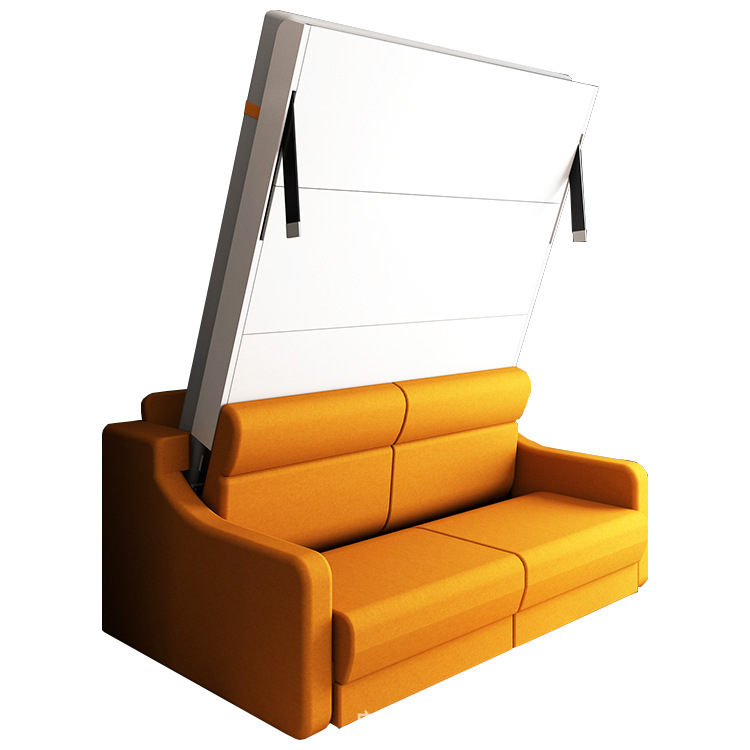 Multi-functional non-box bottom-up wall bed integral Murphy bed invisible belt mattress with panel storage folding sofa bed