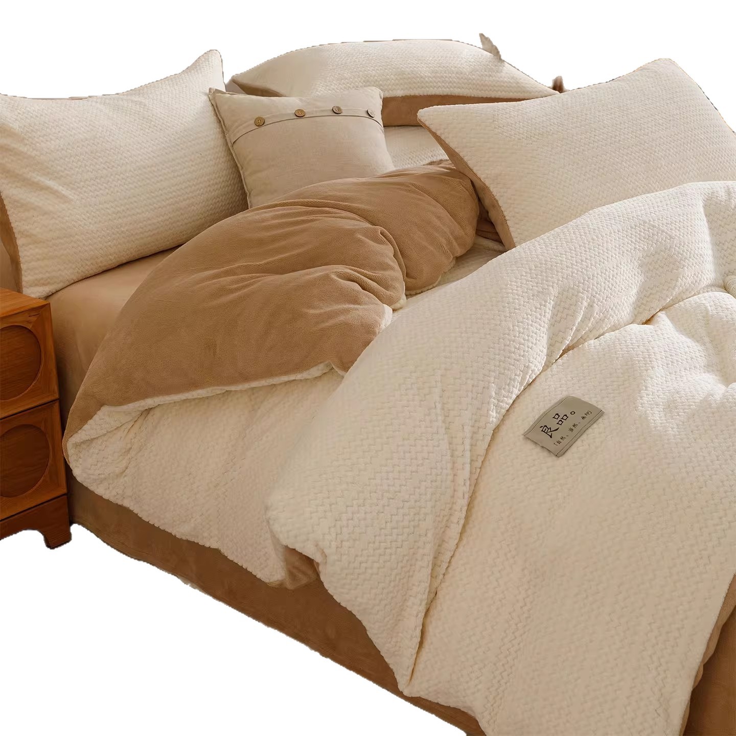 Luz lujosa cama de seda de cuatro piezas set2025 nuevo otoño invierno engrosado coral edredón cubierta cama gaza set de tres piezas