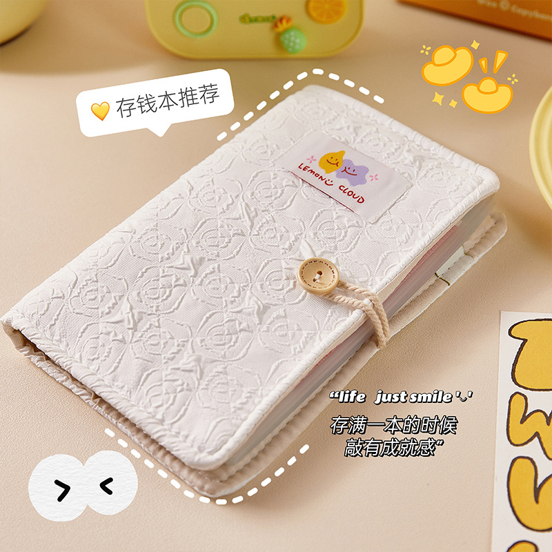 Libro de depósito en efectivo A6 tela de rosas Libro de almacenamiento de billetes conmemorativos de gran capacidad Libro de almacenamiento familiar Folleto de hojas sueltas extraíble