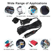 12V24V點煙器延長線電木車充10A保險絲18AWG電源線3米 輪胎打氣泵