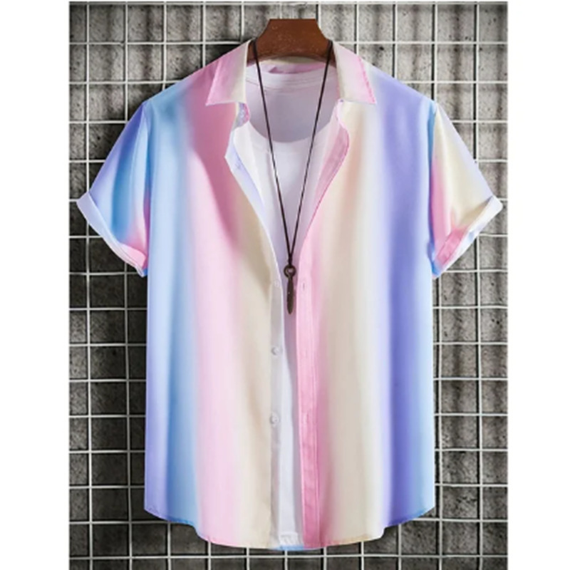 2025 Short Sleeve Beach Party Men's Summer Hot Sale New Short Sleeve Shirt Personalized Color Top 3D Digital Printing