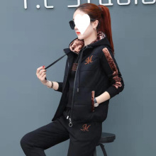 加绒加厚运动服女秋冬季女装新款韩版保暖时尚套装连帽卫衣三件套