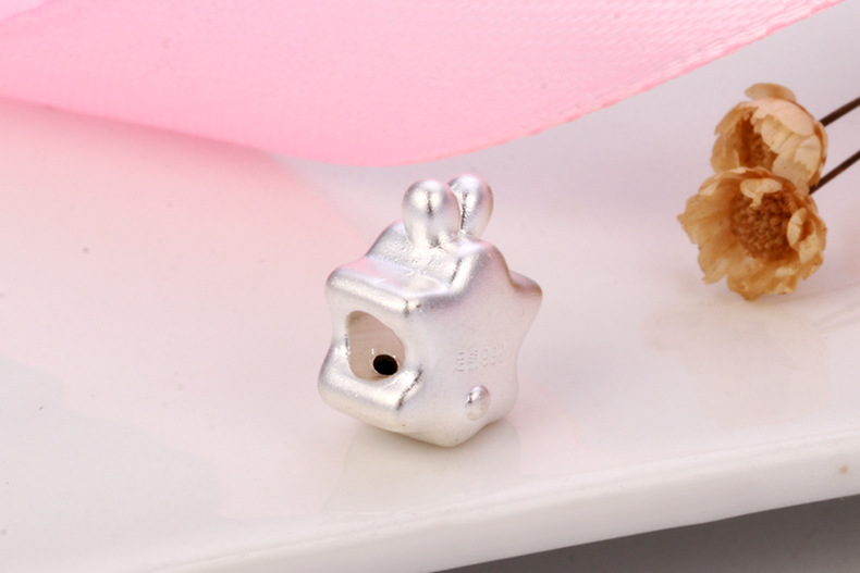 S999 sterling silver big hole star rabbit beads loose beads hand diy rope bracelet string beads accessories