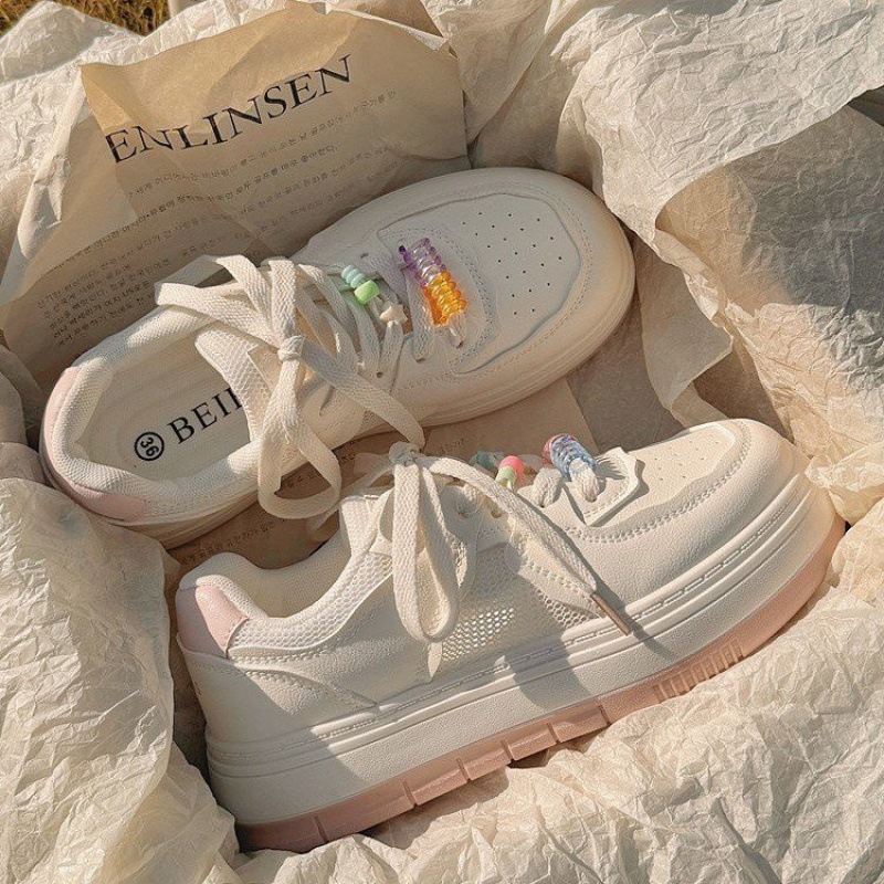쁘띠 얀 가치 슈퍼 하이 스니커즈 여성 2024 년 여름 뉴 메쉬 두꺼운 단독 올 매치 통기성 캐주얼 신발 트렌디 한 화이트 신발
