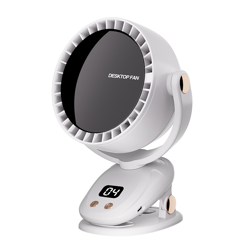 Nuevo ventilador de bucle USB, pantalla digital multifuncional, ventilador sin hojas, ventilador eléctrico para acampar al aire libre, mini ventilador de clip recargable de escritorio