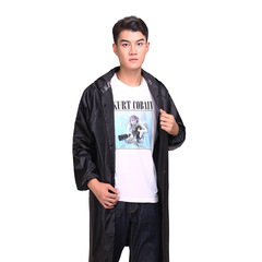 批發黑色單層牛津連體反光雨衣風衣戶外防汛騎行風衣大褂雨衣雨披