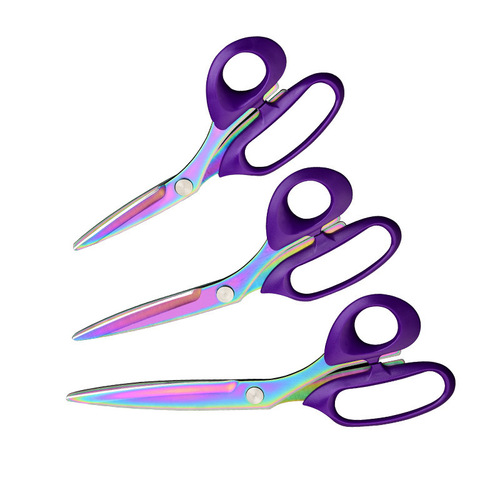 Household stainless steel sewing shears for cutting cloth and clothing, PU leather scissors with titanium process, wholesale cross-border