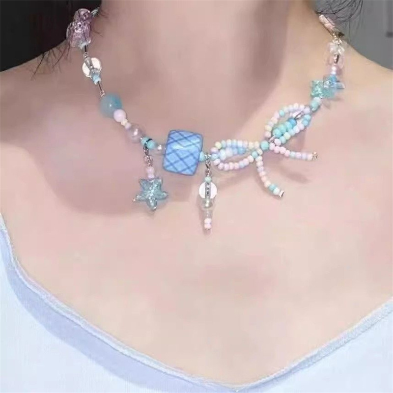 リンゴ味のキャンディーランド~y2kカラードーパミンキャンディーカラービーズネックレス夏の漫画甘いアクセサリー|undefined