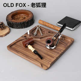 OLD FOX-老狐狸醒草盘黑胡桃木烟丝盘跨境专供Rolling Tray卷烟盘
