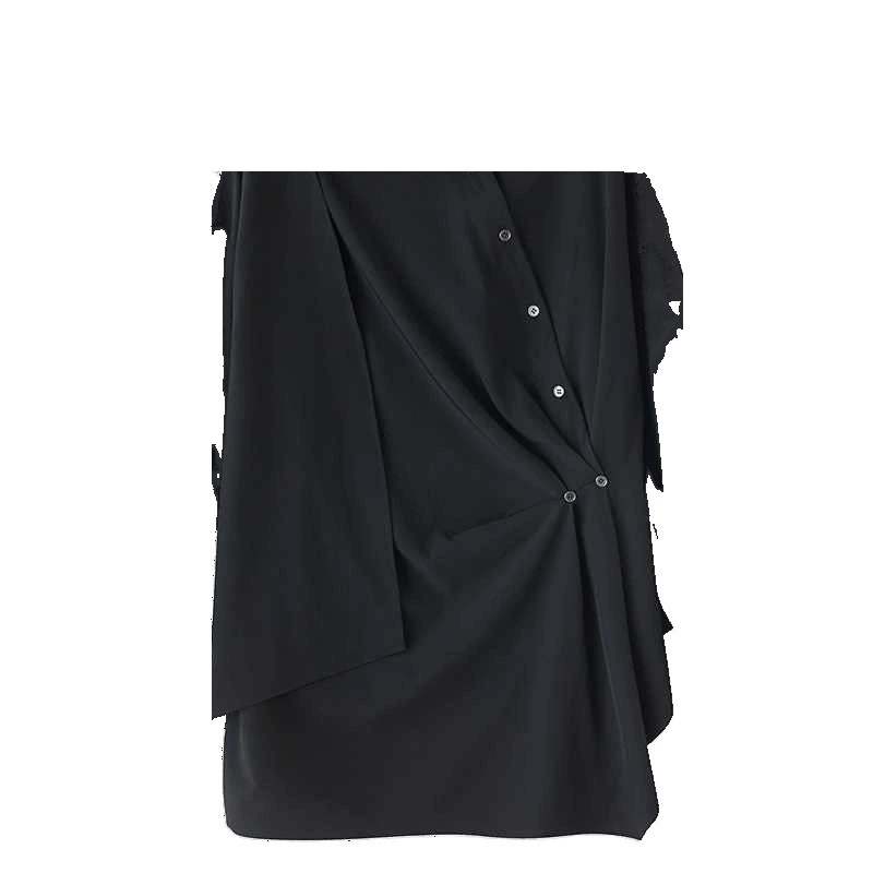 Autumn asymmetrical shirt, plus size, high collar