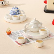 珍珠白迷你儿童茶具小茶壶陶瓷仿真玩具套装茶艺小孩泡茶可喝水