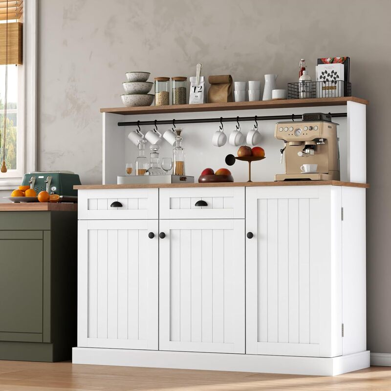 Sideboard Buffet Cabinet with 2 Drawers, Kitchen Pantry with Adjustable Shelves, Coffee Bar Cabinet Sideboard Buffet Cabinet with 2 Drawers, Kitchen Pantry with Adjustable Shelves, Coffee Bar Cabinet