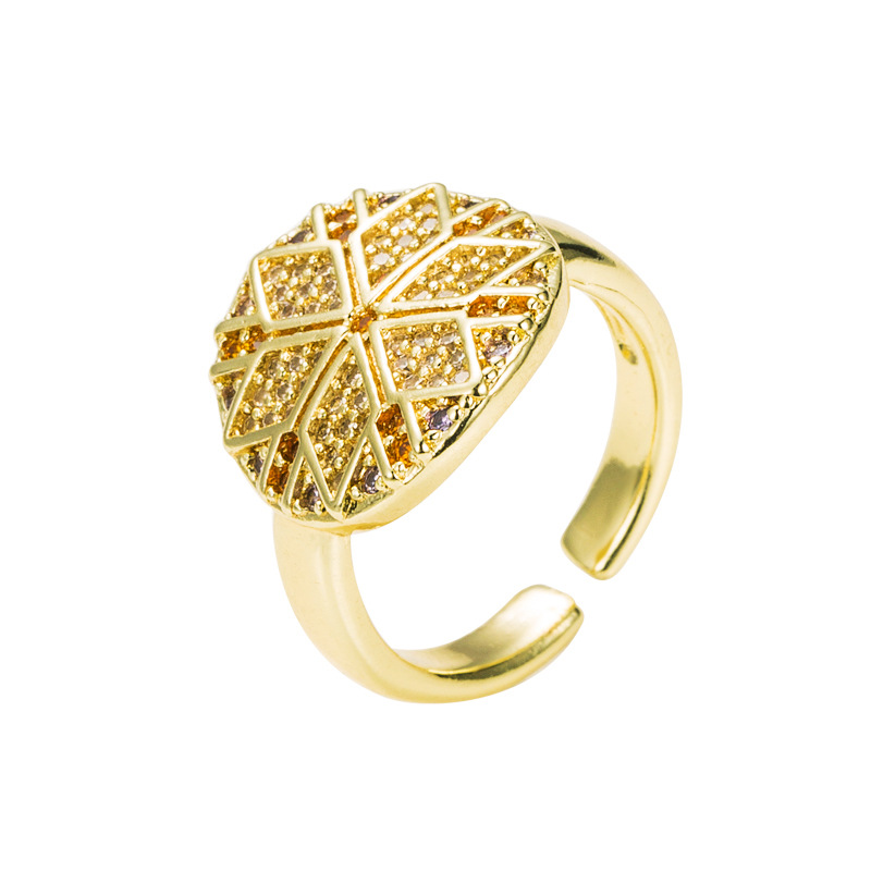 Hip Hop Copper Inlaid Color Zircon Ring display picture 6