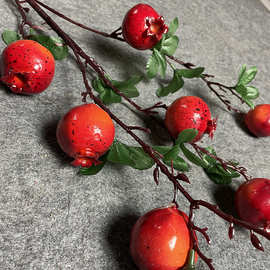 仿真水果带霜假柿子 家居装饰植物装饰果子树枝泡沫果实仿真苹果