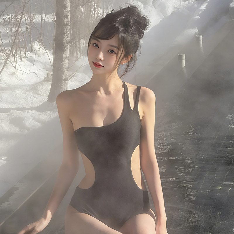 Trajes de baño para mujeres de verano nuevo sexy pequeño libro rojo red unido negro un solo hombro de vuelta de moda bañador de vacaciones de spa