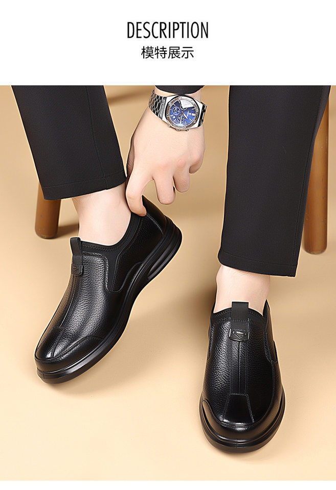 Giày lười nam da bò thật mũi tròn gót thấp 1-3 cm, đế mềm chống trượt kiểu lái xe — DT3703 màu nâu, DT3703 màu đen chi tiết 14