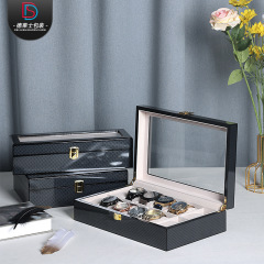 德萊士碳纖維手錶盒男女士手錶收藏禮品盒子黑色木質手鍊收納盒