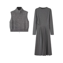 商场同款2025冬季新款女装休闲百搭背心连衣裙两件套 1FAF4314L7