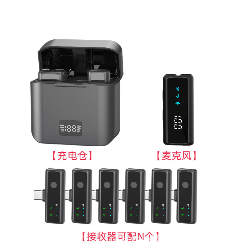 プライベートモデルのマルチプラットフォームライブブロードキャストラベリアマイク、ワンショットマルチレシーバー、複数のAndroidおよびApple携帯電話を同時に使用可能|undefined
