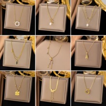 OT扣珍珠吊坠钛钢项链女ins冷淡风锁骨链小众设计高级毛衣链配饰