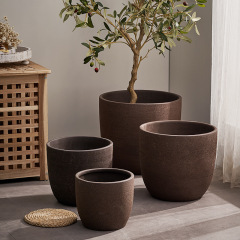 *大型紫砂通気性植木鉢緑植物鉢植え屋外中庭ガーデンリビングルーム大口径粗い陶器ポットクリア